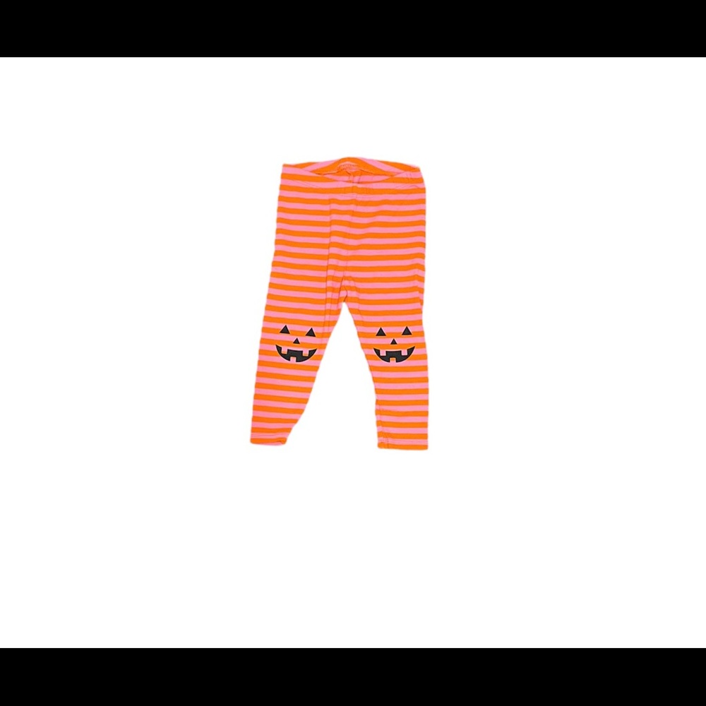 Cat & Jack pink and orange striped Jack o lantern leggings size 18 months